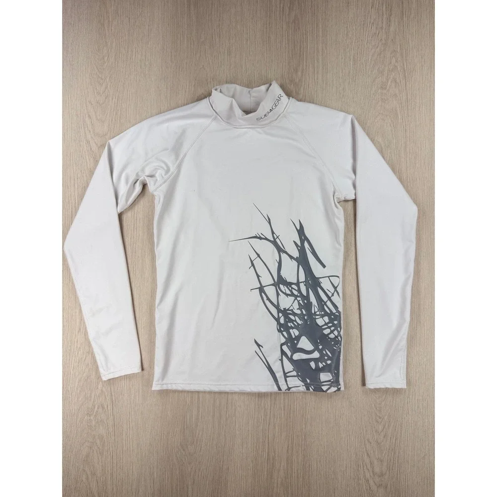 Rash Guard Subgear Mens S White Long Sleeve Mock Neck Surf Swim Shirt